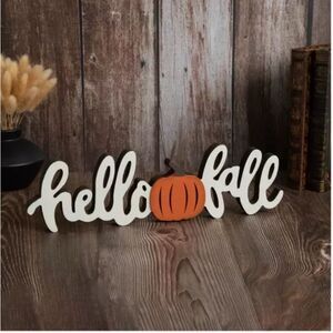 Hello Fall Pumpkin Thanksgiving Wood Decor